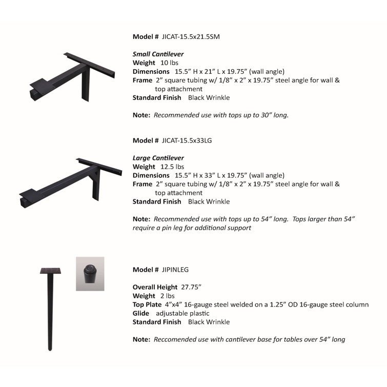 JI Bases 16" WallMount Table Base Wayfair Canada